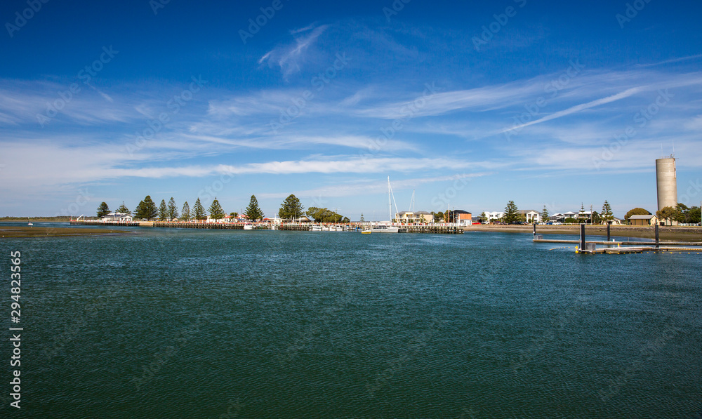 Panoramic view of the historic fishing port of Port Albert on the South Gippsland coast of Victoria, Australia.