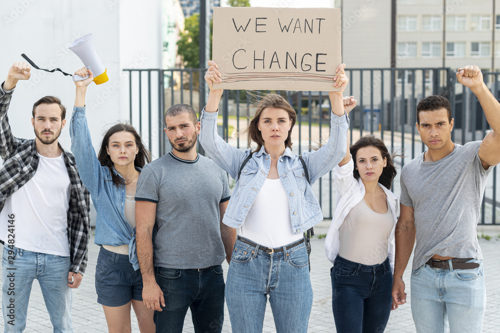 Fototapeta premium Group of people protesting for change