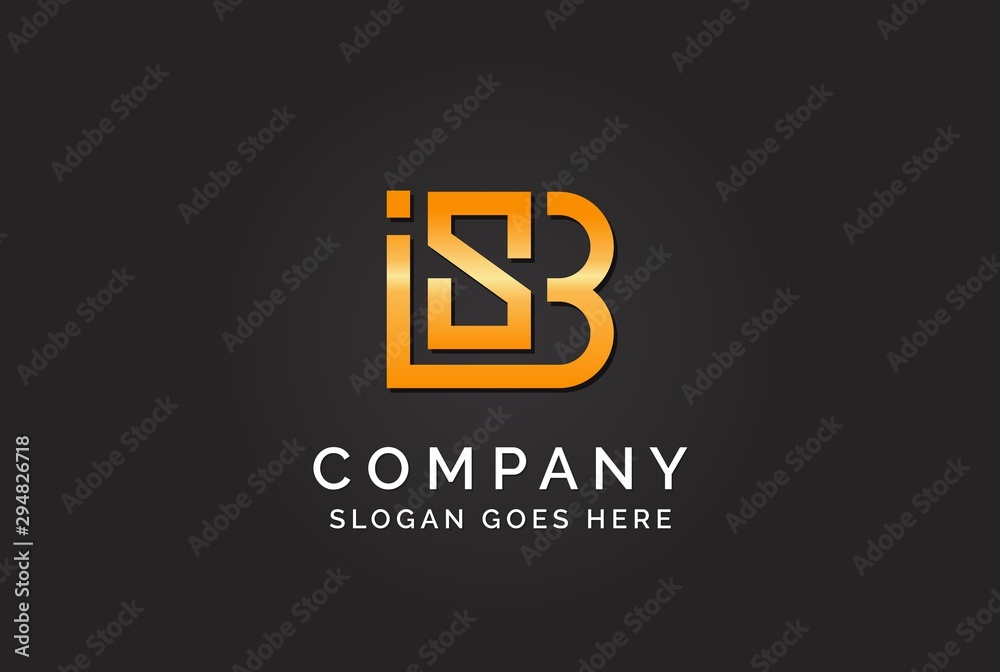 Luxury initial letter ISB golden gold color logo design. Tech business marketing modern vector