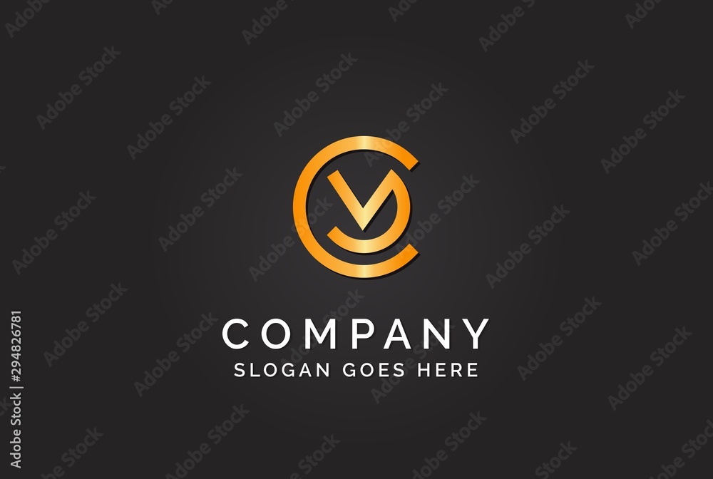 Luxury initial letter CM golden gold color logo design. Tech business marketing modern vector Luxury initial letter CM golden gold color logo design. Tech business marketing modern vector