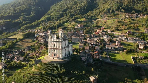 Aerial 4K - Tresivio - Valtellina (IT) - Santuario della Santa Casa Lauretana (1646) photo