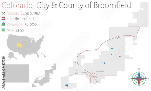 Large and detailed map of  city & county od Broomfield in Colorado, USA