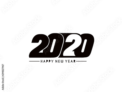 Happy New Year 2020 Text Typography Design Patter, Vector illustration.
