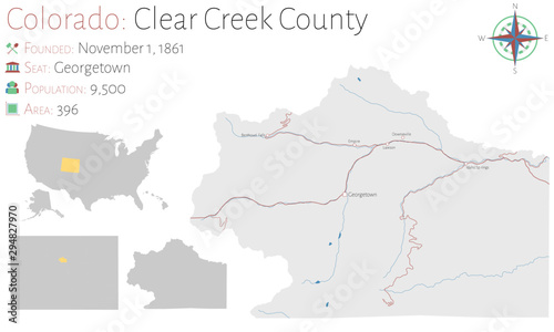 Large and detailed map of  Clear Creek county in Colorado  USA