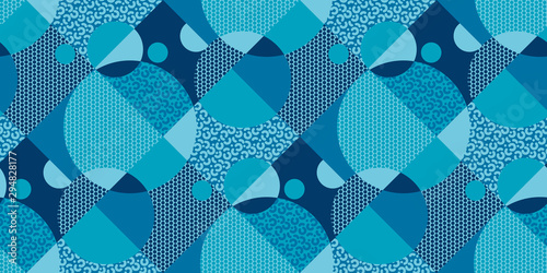 Winter sport blue geometric seamless pattern