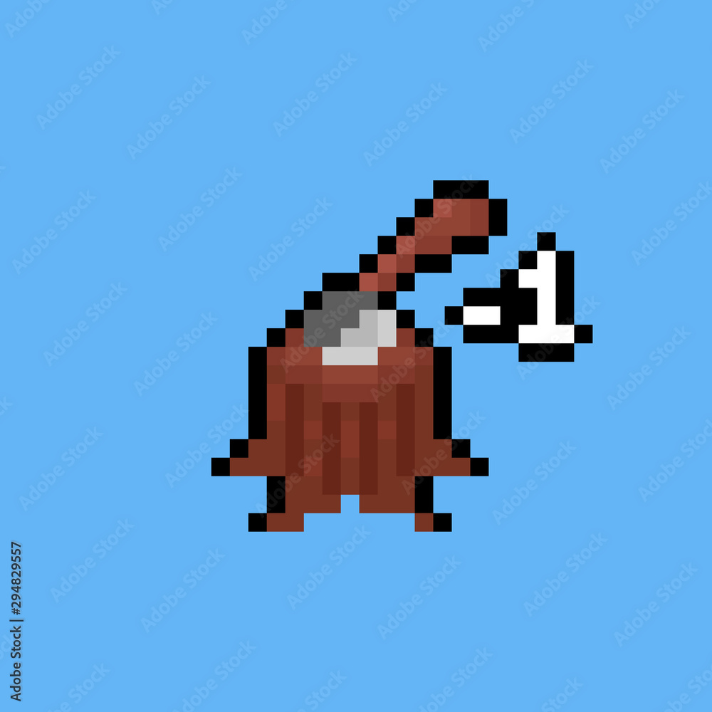 Obraz premium Pixel art 8bit stump with axe.