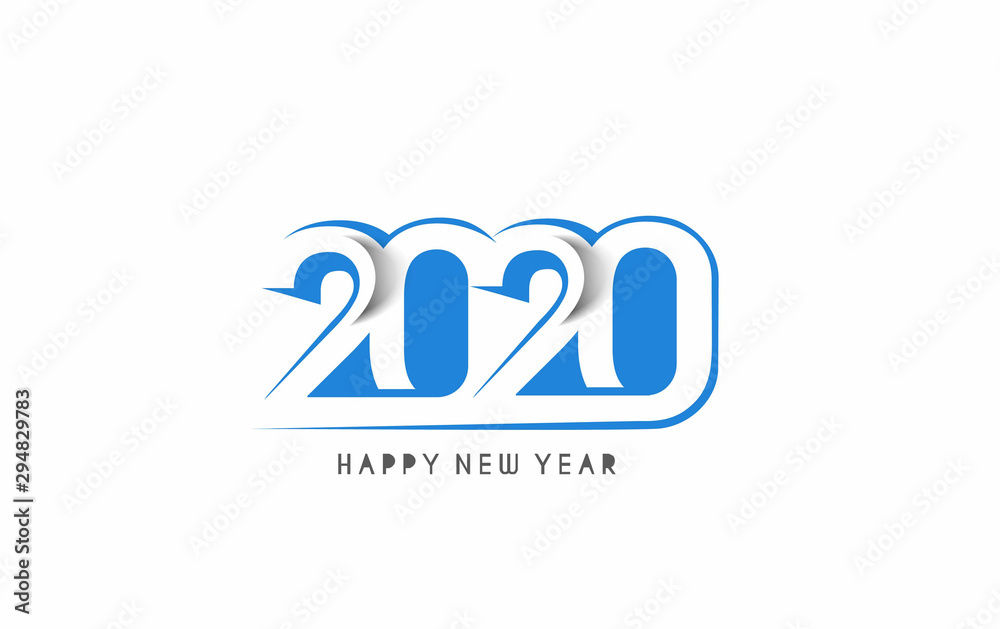 Fototapeta premium Happy New Year 2020 Text Typography Design Patter, Vector illustration.