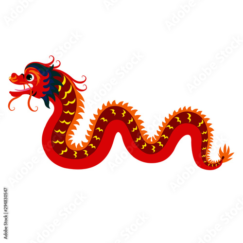 Red Chinese Dragon - Cartoon Vector Image