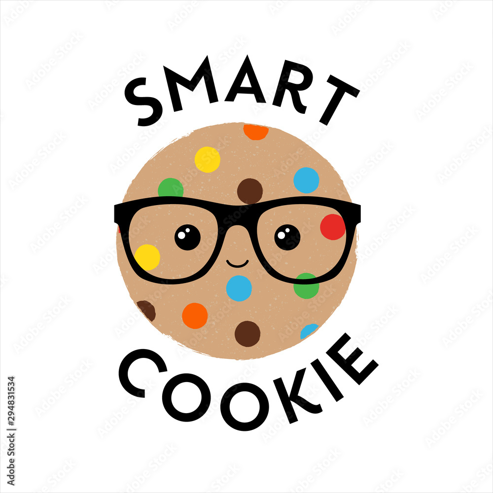 Vector illustration of a cute textured cookie biscuit with geeky ...