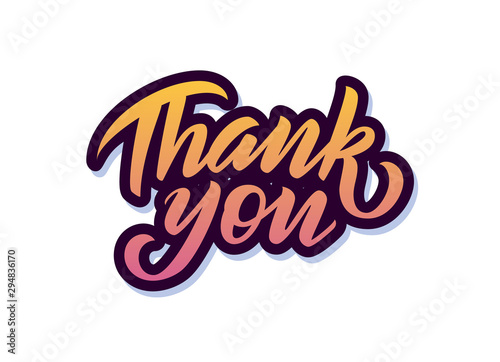 Stylish thank you hand drawn lettering vector background. Vector eps10.