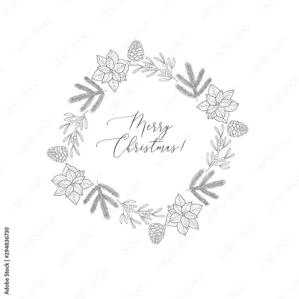 Winter wreaths with evergreen plant and branches. Winter wreaths with evergreen plant and branches.