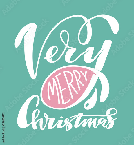Have a very Merry Christmas - beautiful hand drawn doodle lettering postcard art