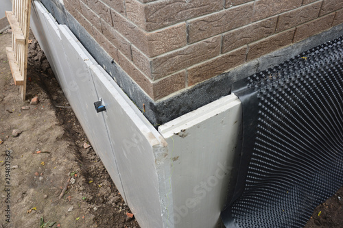 Foundation insulation and Damp proofing in problem corner area Fototapet