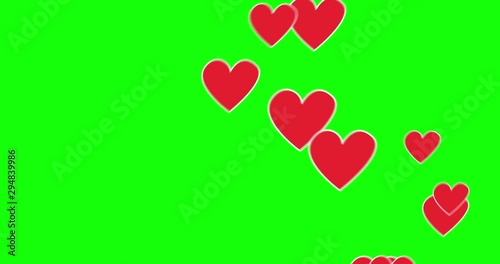 Hand drawn hearts social media likes concept against green background