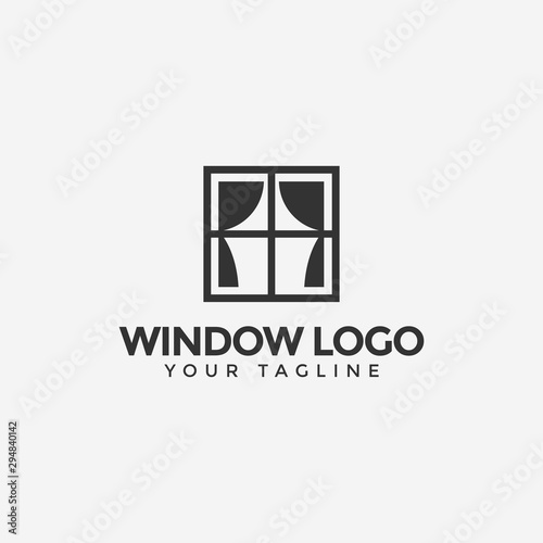 Window With Curtain Logo Design Template