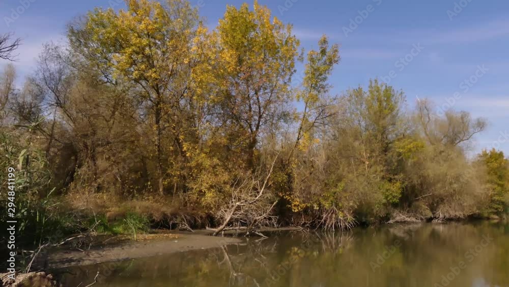Autumn on the river. Travel by motor boat along the canals of the Dniester Delta (Ukraine). Autumn on the river. Travel by motor boat along the canals of the Dniester Delta (Ukraine).