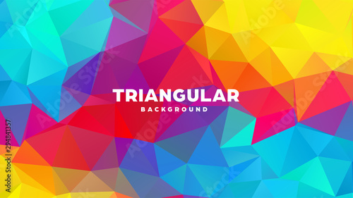 Triangle polygonal abstract geometric background. Colorful gradient design. Low poly shape banner. Vector illustration. photo