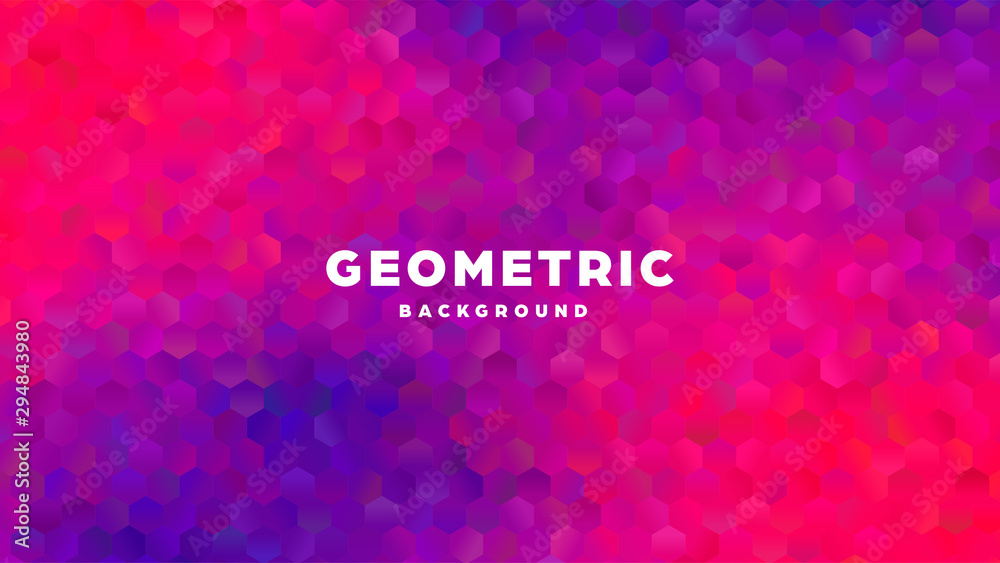 Hexagonal polygonal abstract background. Colorful triangle gradient design. Low poly hexagon shape banner. Vector illustration.