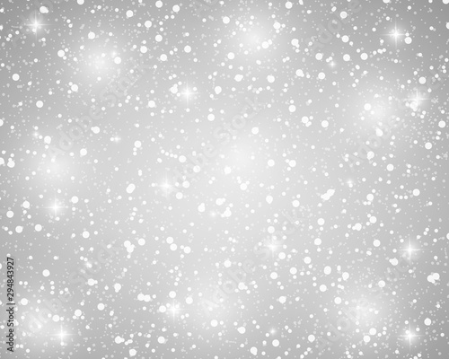 Christmas silver shiny background with snowflakes and stars