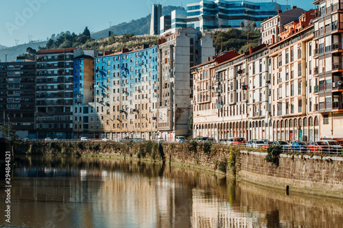 houses near the river in Bilbao