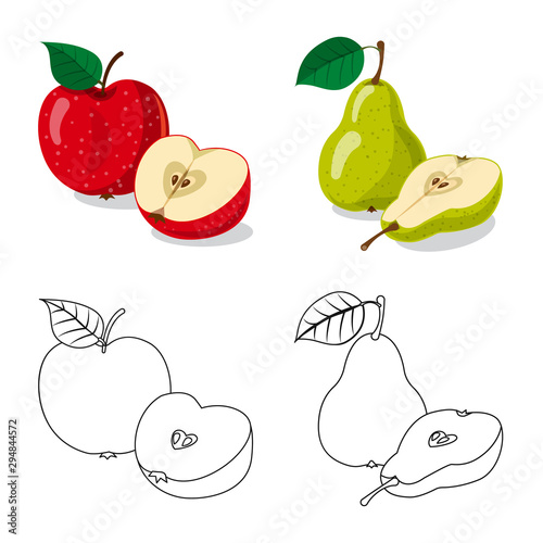 Isolated object of vegetable and fruit logo. Set of vegetable and vegetarian vector icon for stock.