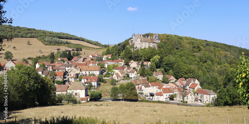 Rural landscapes of France. Burgundy region, La Rochepot village and ancient castle photo