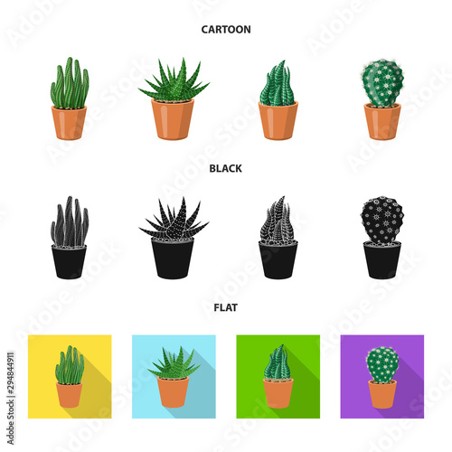 Vector illustration of cactus and pot logo. Collection of cactus and cacti stock symbol for web.