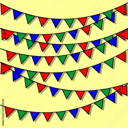 Garland with flags isolated on white background. Vector illustration