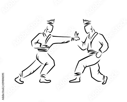 Two Silat Fighters Silhouette