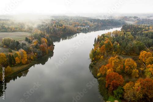 Aerial: beautiful autumn landscape