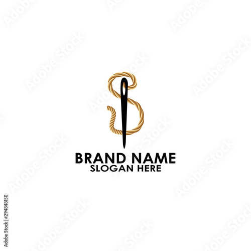 logo s rope with needle template vector