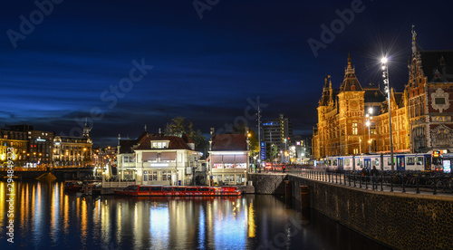Night view of Amsterdam  Holland