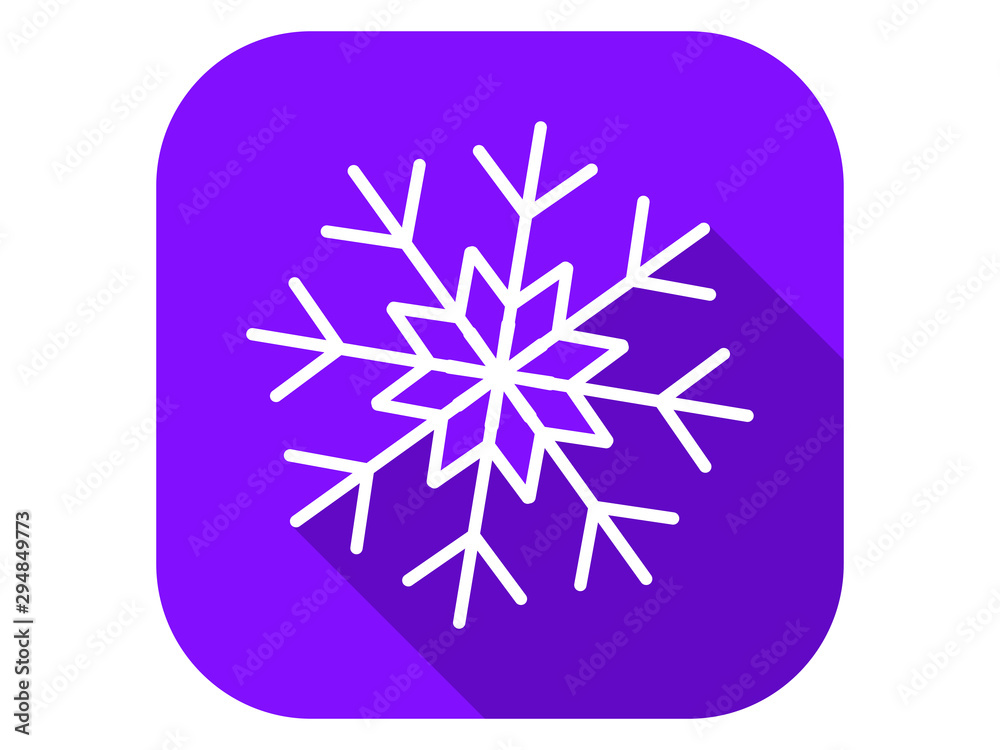 Snowflake flat icon with long shadow. Symbol of cold and winter. Vector illustration Snowflake flat icon with long shadow. Symbol of cold and winter. Vector illustration