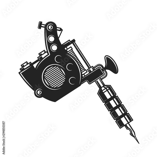 Retro tattoo gun or machine, isolated vector
