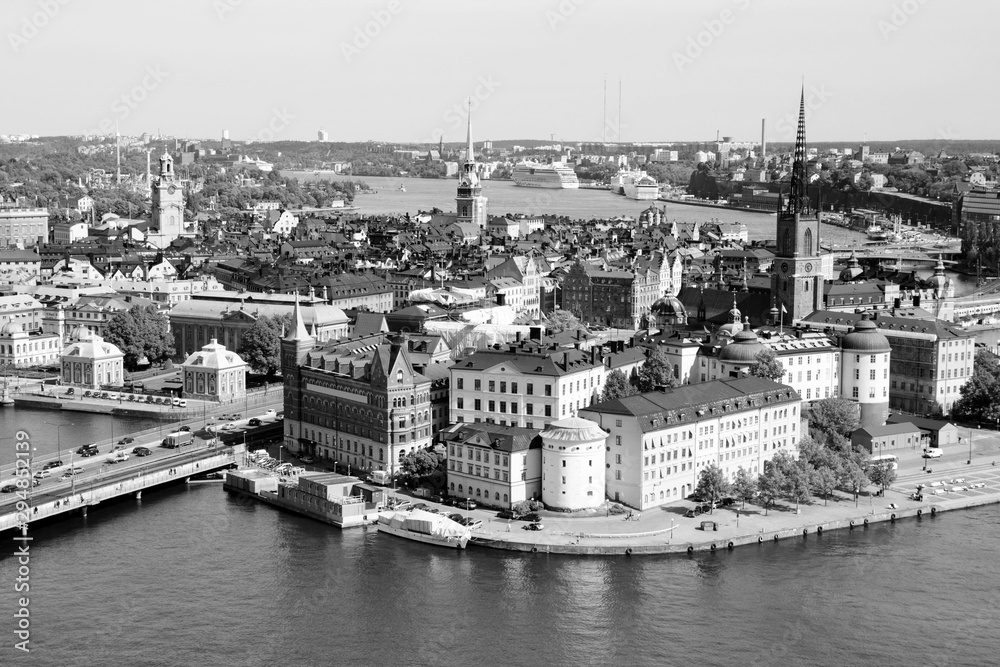 Stockholm Gamla Stan. Stockholm, Sweden black and white.