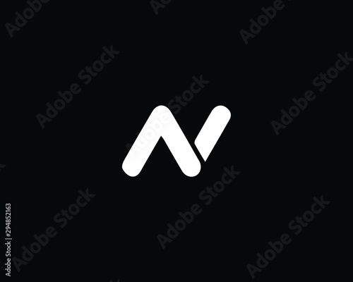 Trendy and Minimalist Letter AV NV Logo Design in Black and White Color , Initial Based Alphabet Icon Logo