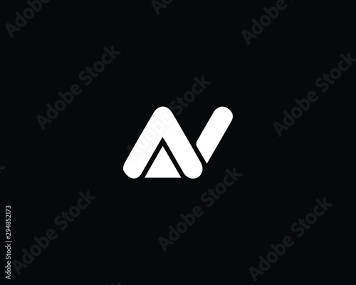 Trendy and Minimalist Letter AV NV Logo Design in Black and White Color , Initial Based Alphabet Icon Logo