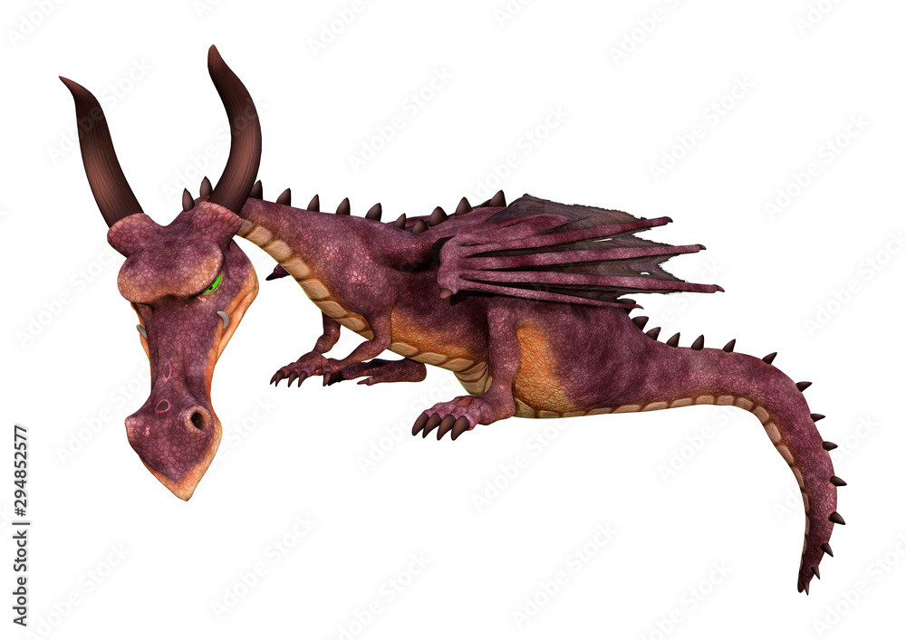 3D Rendering Fairy Tale Dragon on White 3D Rendering Fairy Tale Dragon on White