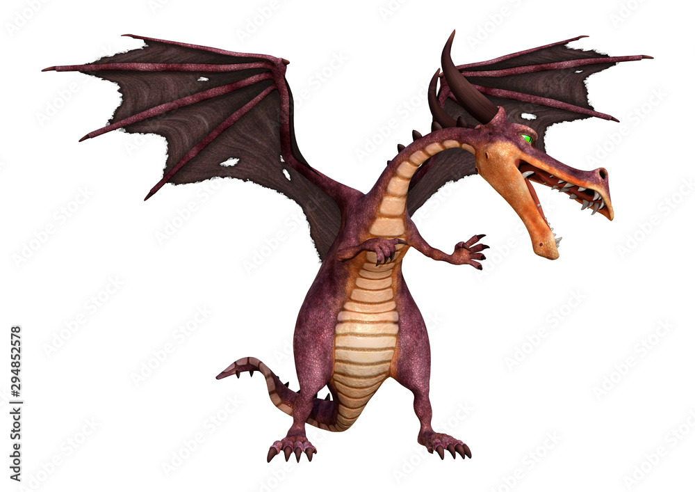 3D Rendering Fairy Tale Dragon on White 3D Rendering Fairy Tale Dragon on White