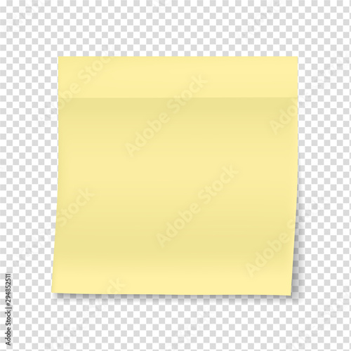 Office yellow sticker memo on isolated background.