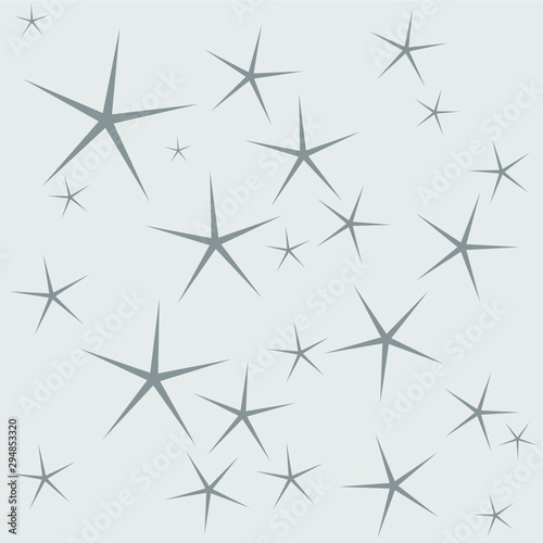 Seamless star vector pattern. Light blue grey and multiple dark stars on background.