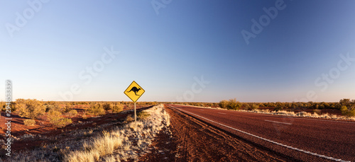 Kangaroo sign on a highway photo