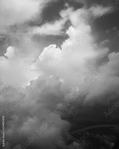 Black and white rainy season sky with clouds
