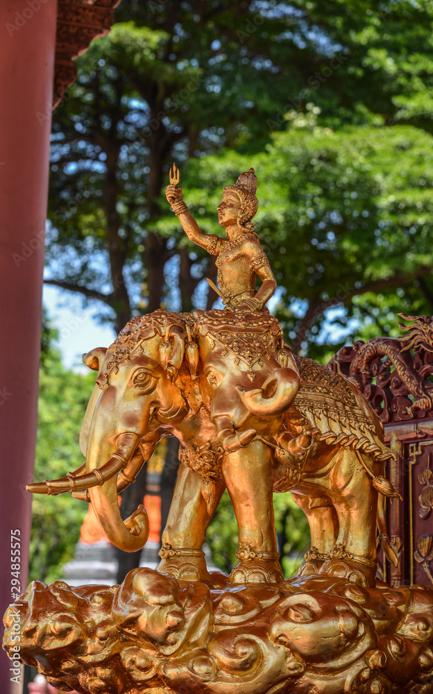 Elephant statues at Erawan Temple in Bangkok