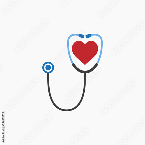 Medical, stethoscope icon. Vector illustration, flat design.