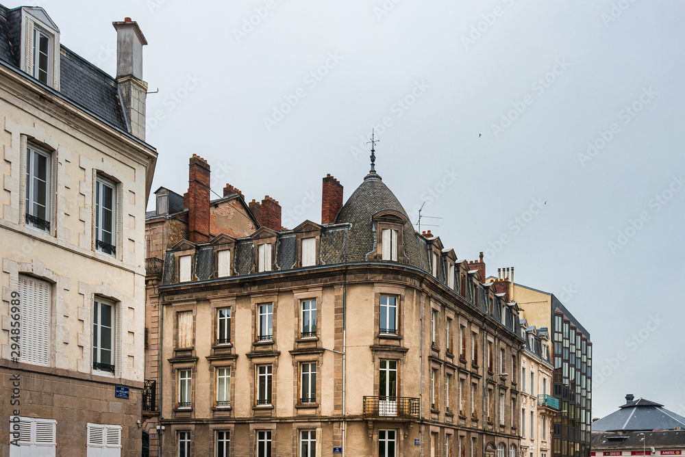 LIMOGES, FRANCE - May 8, 2018 : Antique building view in Old Town Limoges, France LIMOGES, FRANCE - May 8, 2018 : Antique building view in Old Town Limoges, France