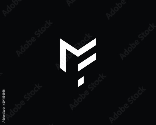 Trendy and Minimalist Letter MF Logo Design in Black and White Color , Initial Based Alphabet Icon Logo photo