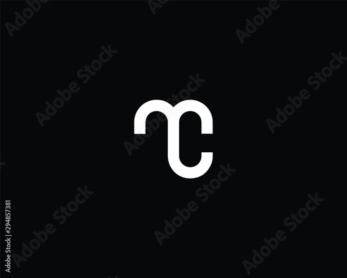 Trendy and Minimalist Letter MC CM Logo Design in Black and White Color , Initial Based Alphabet Icon Logo