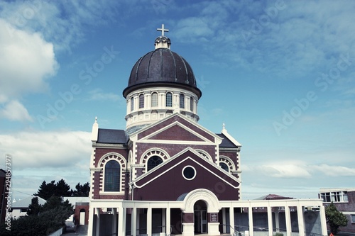 Basilica in Invercargill, New Zealand. Retro filtered colors style. photo