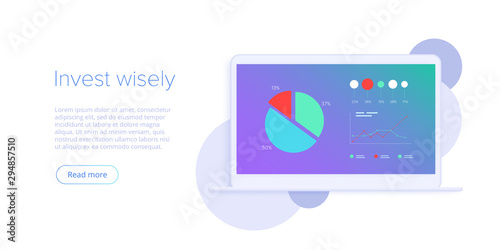 Business investment isometric vector illustration. Data analytics for company marketing solutions or financial performance. Budget accounting or statistics concept.